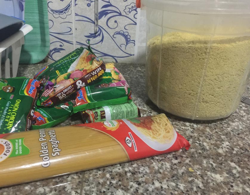 Indomie, Garri, Spaghetti