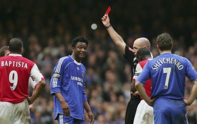 Mikel first Red card