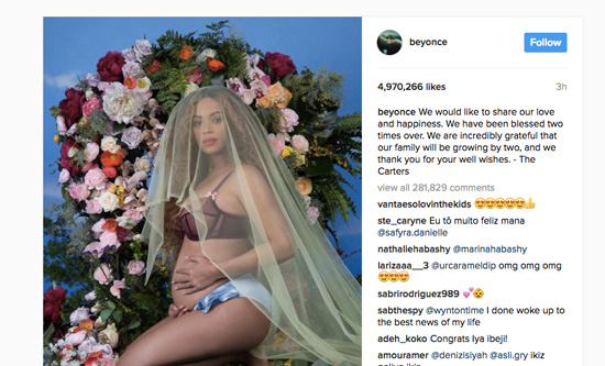 Beyonce pregnant announcement