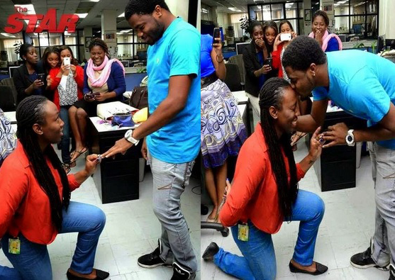 Woman proposing to man