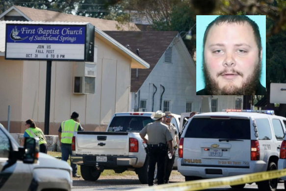 Texas Church Shooting. Inset: Devin Patrick Kelley