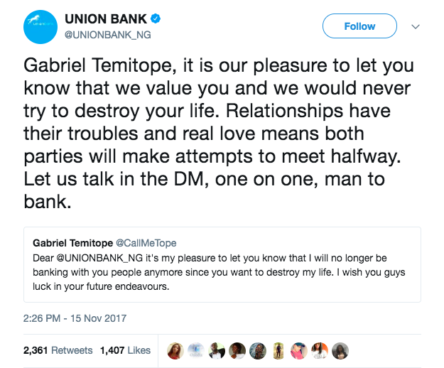 Union Bank Twitter