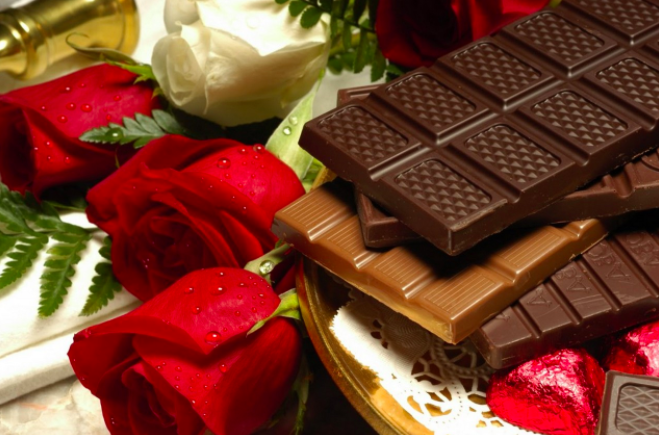 Roses and chocolates. valentine's day gifts