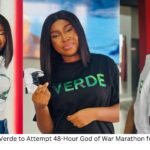 Nigerian gamer and mental health advocate Verde poses with a PlayStation controller ahead of her 48-hour God of War marathon gaming challenge to raise mental health awareness.